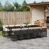 Gossi set mobilier de exterior cu perne, 11 piese, negru, poliratan