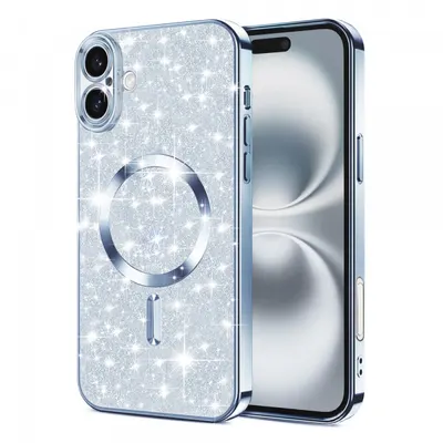 Husa MagSafe pentru Apple iPhone 16 Plus, Techsuit, Luxury Glitter, Bleu
