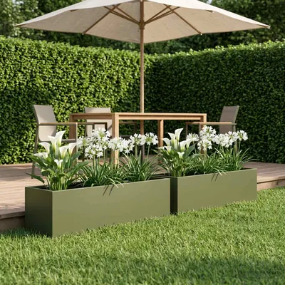 vidaXL Vază pentru Grădină 2 buc. Verde măsliniu 80 x 20 x 20 cm