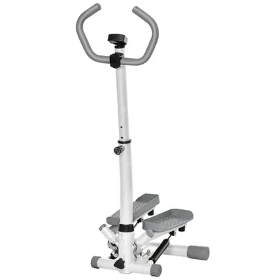 Stepper HOMCOM cu monitor LCD, ghidon reglabil și benzi elastice, alb și gri