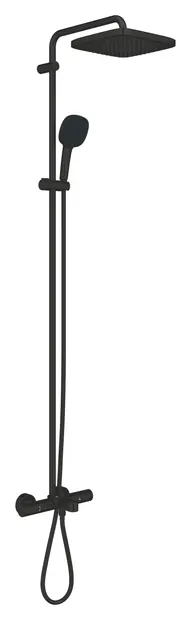 Sistem dus Grohe Vitalio 250 Cube, aparent, 250 mm, termostat, pipa cada, 1 functie, mat, negru, 269842431