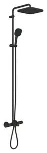 Sistem dus Grohe Vitalio 250 Cube, aparent, 250 mm, termostat, pipa cada, 1 functie, mat, negru, 269842431