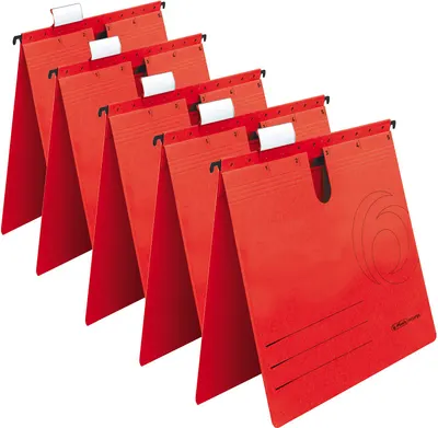 Set de dosare pentru fișet Herlitz Easy Orga - Cu formă în L, roşu, 5 buc