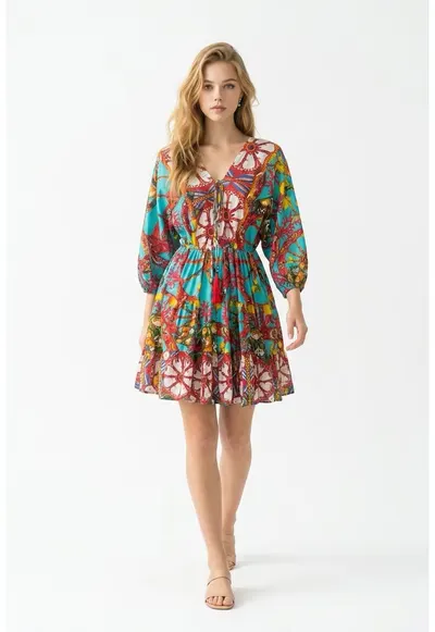 Rochie scurta din bumbac imprimat 13
