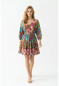 Rochie scurta din bumbac imprimat 13