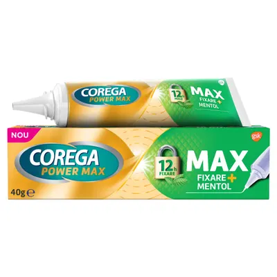 Crema adeziva pentru proteza dentara Max Fixare + Mentol Corega, 40g, Haleon