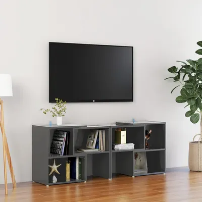 vidaXL Comodă TV, gri extralucios, 104x30x52 cm, PAL