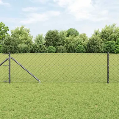 vidaXL Gard de lanț cu vârfuri 10 x 0,8 m Oțel cu strat de PVC Gri