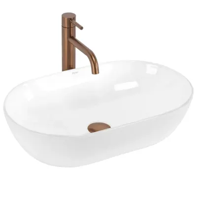 Lavoar cu montare pe blat 52 cm, alb lucios, Rea Amelia