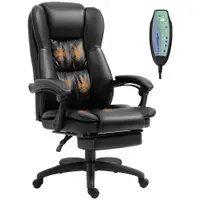 Vinsetto Scaun Birou cu Masaj, Înclinare, Piele Artificială, Negru, 68.5x68.5x119-127cm, Confort Sporit | Aosom Romania