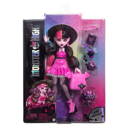 Papusa cu animal de companie, Monster High, Draculaura, HRP64