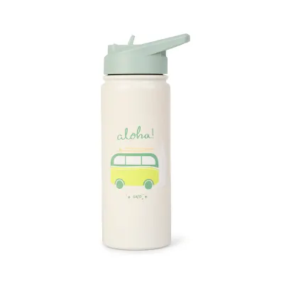 Sticla termica Premium pentru copii Saro Aloha 500 ml, otel inoxidabil 304, fara BPA, anti-condens, 12h, cu pai retractabil si capac etans