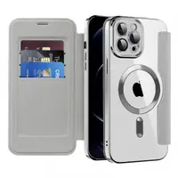 Husa MagSafe pentru Apple iPhone 12 Pro, Techsuit, SmartMag Book, Gri