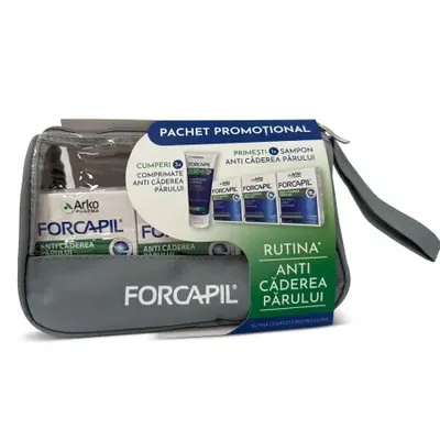 Pachetul Forcapil Anti-Căderea Părului 3 cutii x 30 comprimate + șampon 200 ml, Arkopharma