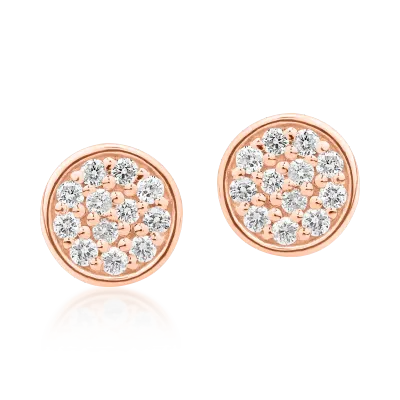 Cercei din aur roz cu diamante de 0.134ct