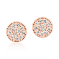 Cercei din aur roz cu diamante de 0.134ct
