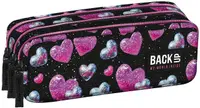 Penar școlar BackUp 8 G - Glitter Hearts, 3 fermoare