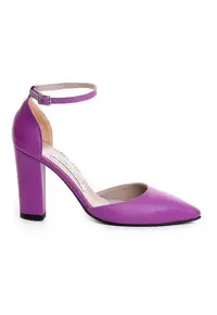 Pantofi Piele Naturala dama Mov Urban Block Pumps