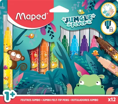 pixuri de pâslă Maped Jungle Fever - Jumbo, 12 culori