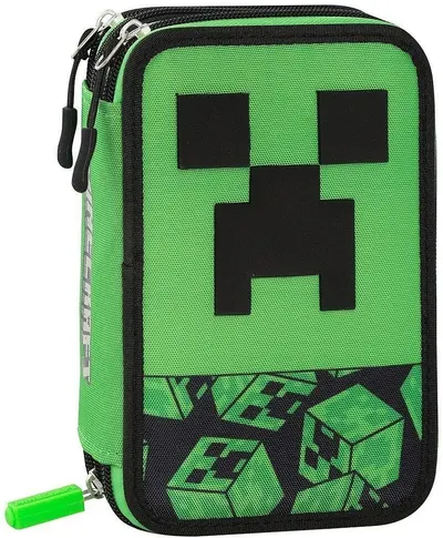 Penar cu rechizite Panini Minecraft - Creepers, 3 fermoare