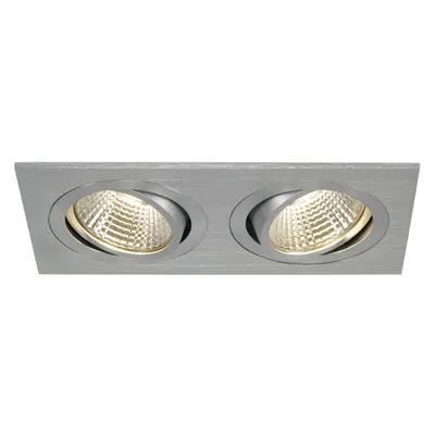 Spot incastrat, NEW TRIA 155 Ceiling lights, aluminium double-headed LED, 3000K, rectangular, brushed aluminium, 38°, 14.7W, incl. driver, clip springs