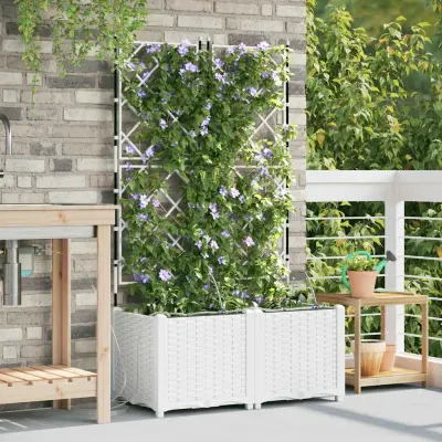 vidaXL Vază pentru Grădină 2 buc. Alb 80 x 40 x 142 cm PP