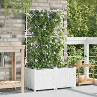 vidaXL Vază pentru Grădină 2 buc. Alb 80 x 40 x 142 cm PP