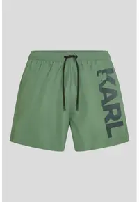 Pantaloni scurti de baie cu logo supradimensionat - Verde