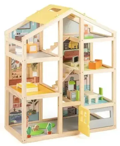Casă de păpuși din lemn Costway - Modern Family