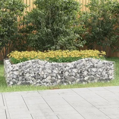 vidaXL Strat înălțat cu gabion arcuit, 200x100x50 cm, fier galvanizat
