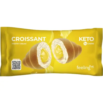 Croissant Keto Proteic cu Crema de Patiserie fara Zahar Low Carb 50g