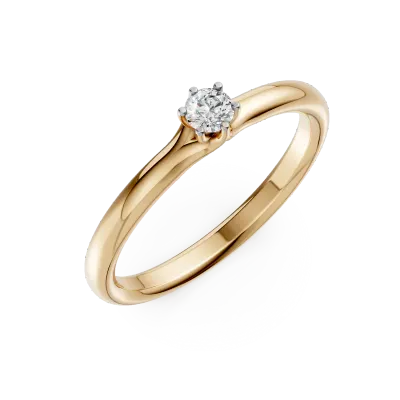 Inel de logodna din aur galben cu un diamant solitaire de 0.11ct