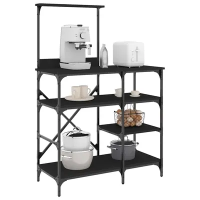 vidaXL Raft pentru brutărie negru 90x40x132 cm lemn și metal prelucrat