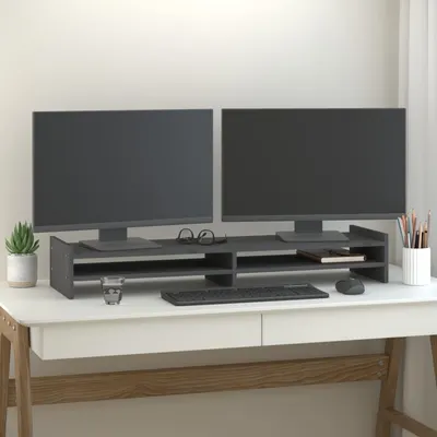 Gossi suport pentru monitor, gri, 100x27x15 cm, lemn masiv pin