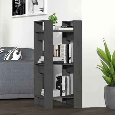 vidaXL Bibliotecă/Separator cameră, gri, 41x35x91 cm, lemn masiv pin