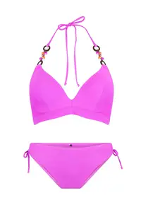 Costum de baie din doua piese cu sutien cu burete - Roz