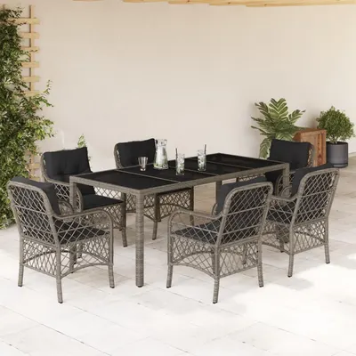 Gossi set mobilier de gradina cu perne, 7 piese, gri, poliratan