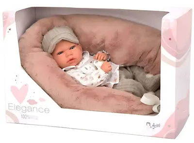 Păpuşă bebeluş Arias - Andy în set bej, greutate reală, 40 cm