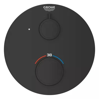 Unitate comanda Grohe Grohtherm 1022122430, aparenta, termostat, 1 iesire, necesita valva, Negru mat