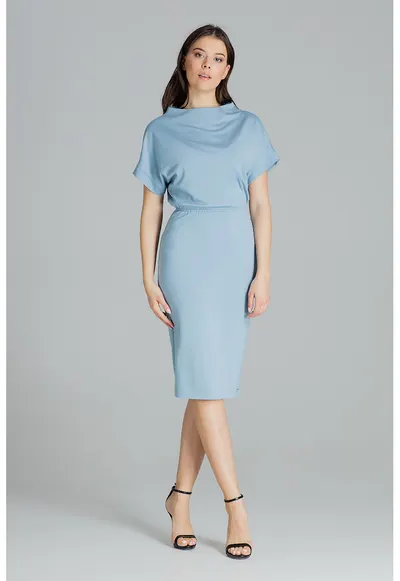 Rochie model L087 - albastru - viscoza - Albastru
