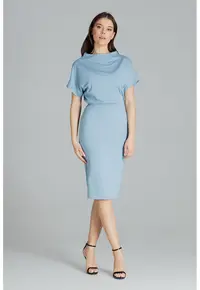 Rochie model L087 - albastru - viscoza - Albastru