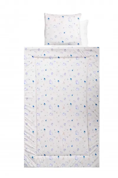 Set lenjerie pat bumbac ranforce 4 piese Blue Aeroplane