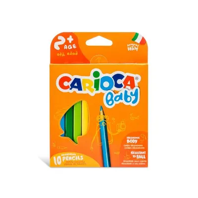 Creioane colorate Carioca Baby Adventurous, 10 culori, formă triunghiulară