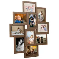 vidaXL Ramă foto colaj maro deschis, pentru 10 foto x (10x15 cm), MDF