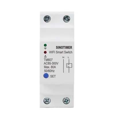 Comutator temporizat digital monofazat de la distanta wifi AC 85-300V 80A TM607