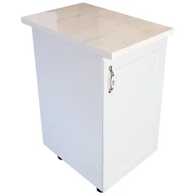 Corp inferior cu 1 usa Zebra, Alb/MDF Alb mat, cu blat Travertin, 40 x 85 x 60 cm