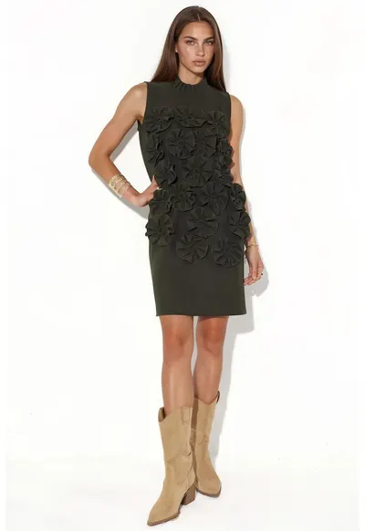 Mini - Femei - Rochie Mini Fara Maneci Brodata MSN - Verde Smarald - L INTL