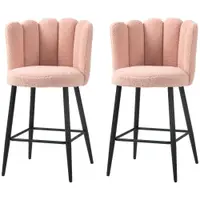 HOMCOM Set de 2 taburete de bar, scaune de bar cu spătar și suport pentru picioare, picioare din oțel, 52 x 53 x 93 cm, roz | Aosom Romania