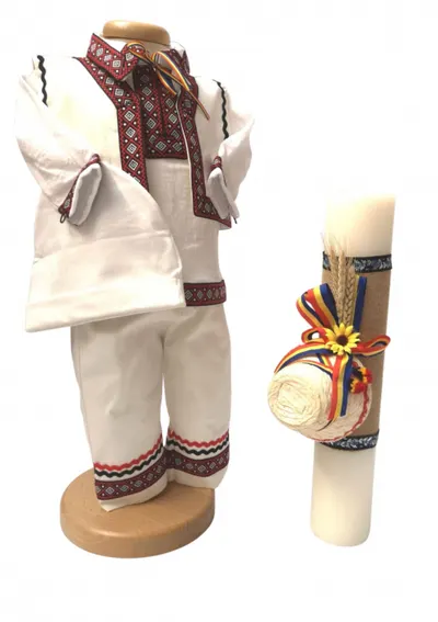 Set Botez Traditional Adi 2 : lumanare Botez Traditional si costumas traditional