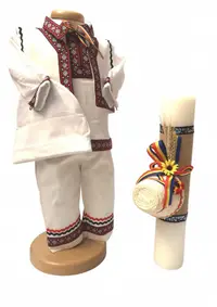 Set Botez Traditional Adi 2 : lumanare Botez Traditional si costumas traditional